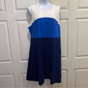 Lands End Women's Color Block Dress Pockets Coastal Grandma Preppy
